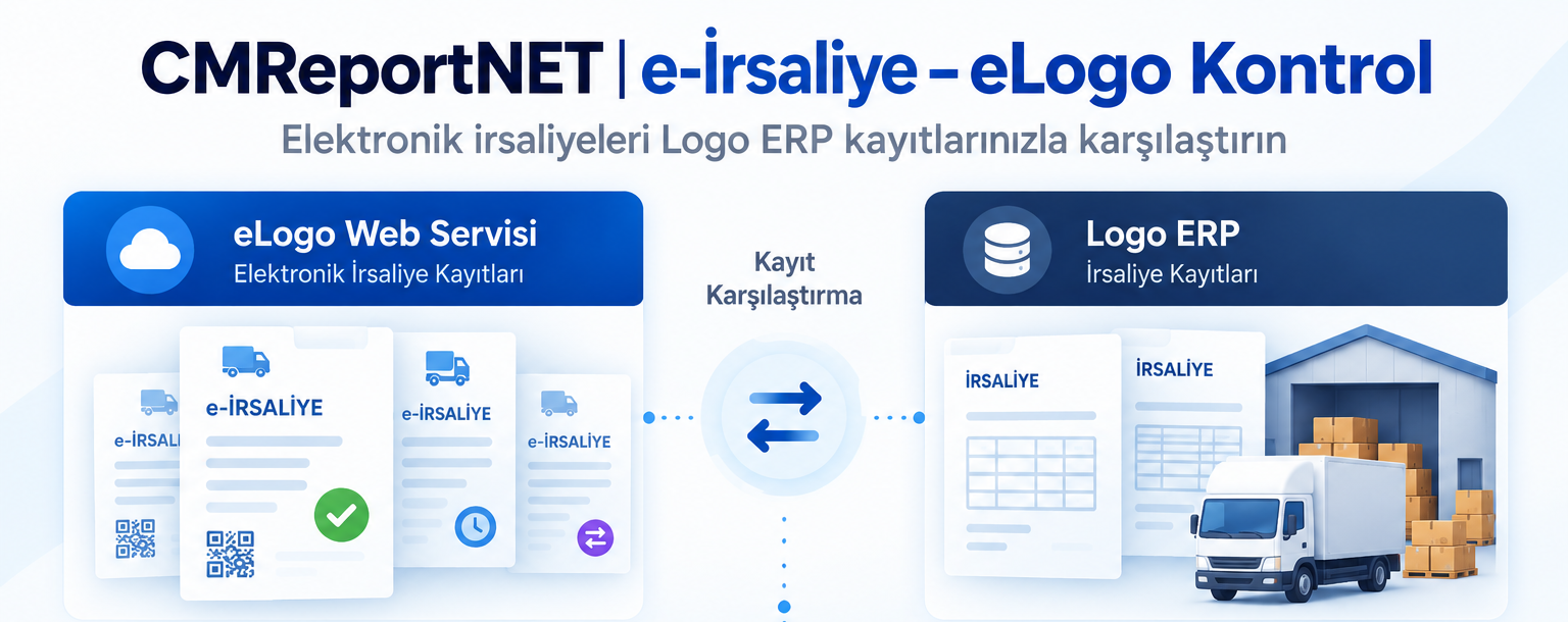 CMReportNET e-İrsaliye eLogo Kontrol CMReportNET e-İrsaliye eLogo Kontrol - elektronik irsaliyelerin Logo ERP kayıtlarıyla karşılaştırılması